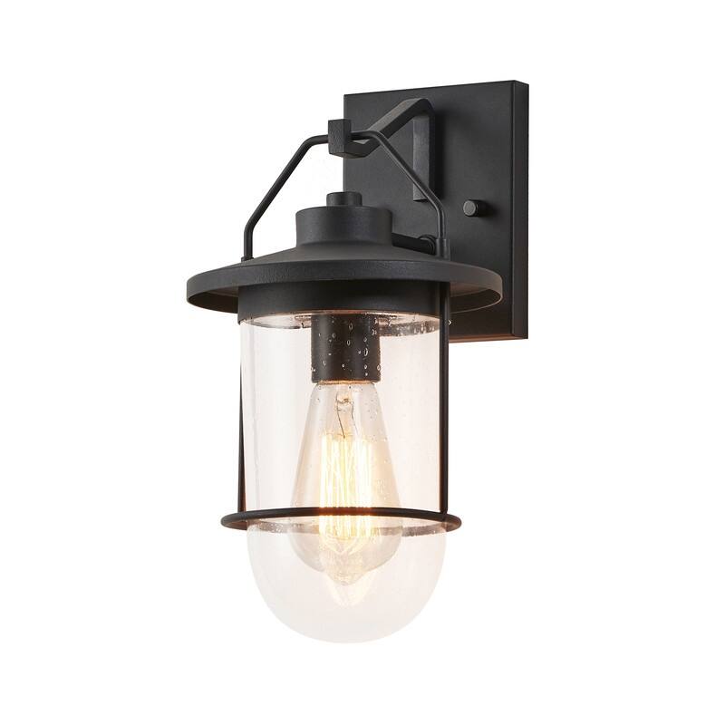 KAWOTI 12.75" Black Outdoor Wall Lantern - W7" x D8" x H12.75"