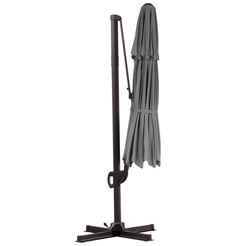VredHom Dual Wind Vent Offset Cantilever Patio Umbrella with Base