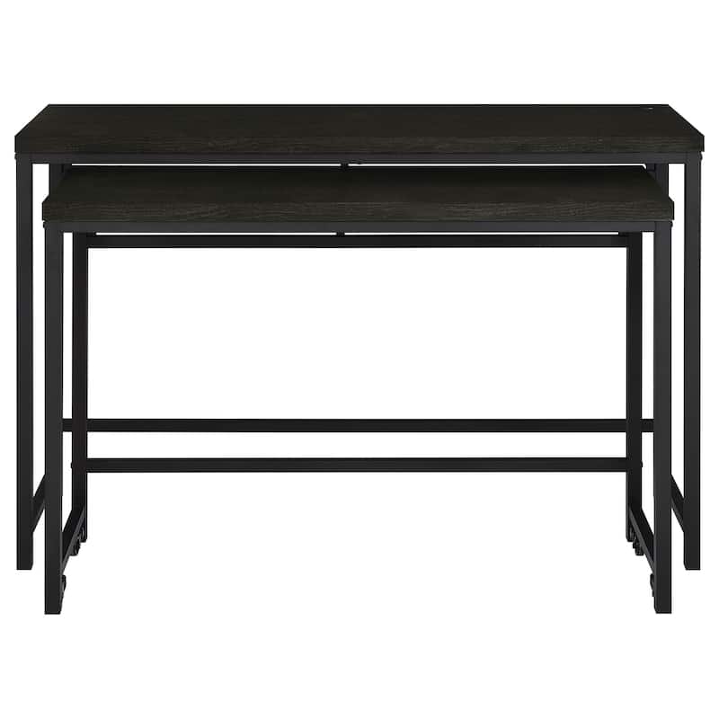 Havel 4pc Dual Counter Table Set with 2 Stools, USB, Black Faux Leather