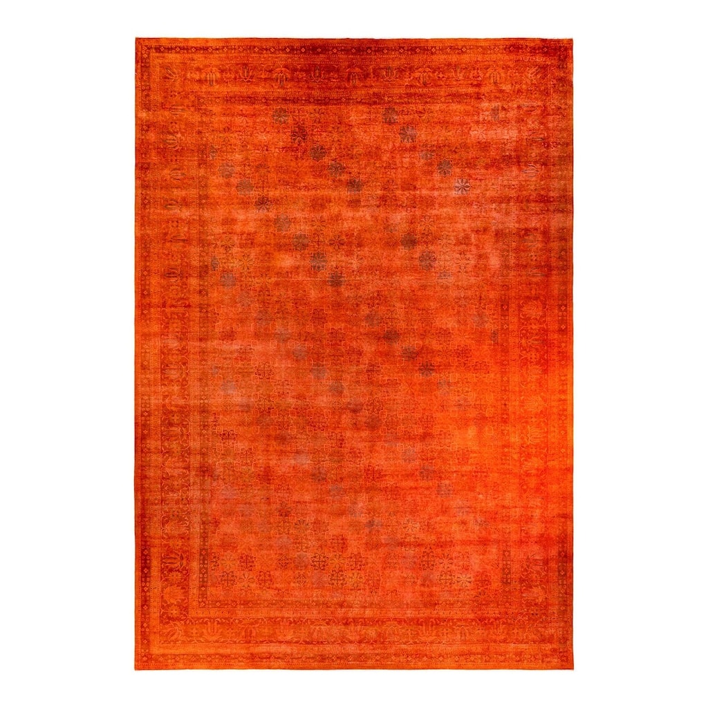 Overdyed, One-of-a-Kind Hand-Knotted Area Rug - Orange - 11' 10" x 16' 10"