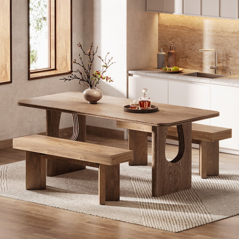 Farmhouse Wooden Dining Bench, 47" Indoor Kitchen Table Bench