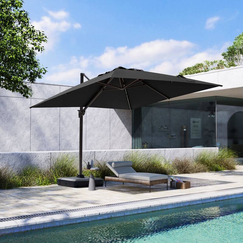 Pellebant 9 FT x 12 FT Outdoor Patio Cantilever Umbrella with Base Stand