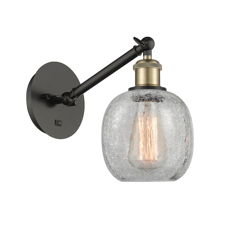 Innovations Lighting 317-1W-13-6 Belfast Sconce Belfast 13" Tall Wall - Black Antique Brass / Clear Crackle