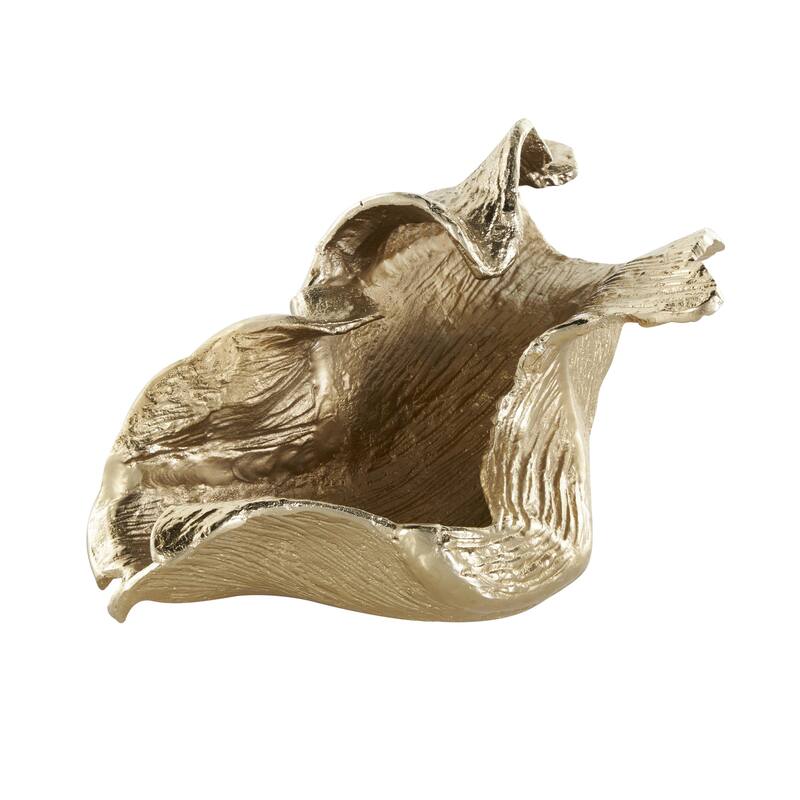 Aluminum Metal Leaf Textured Folded Leaf Decorative Bowl - Gold - Roche River Decor