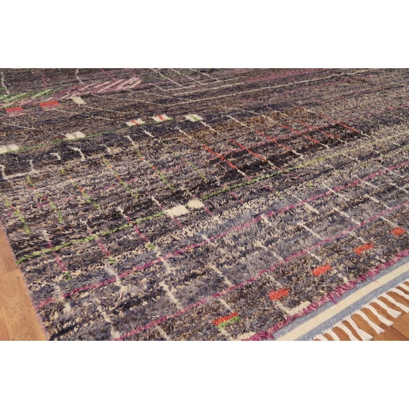 Moroccan Oriental Large Area Rug Hand-Knotted Wool Carpet - 12'2" x 18'5"