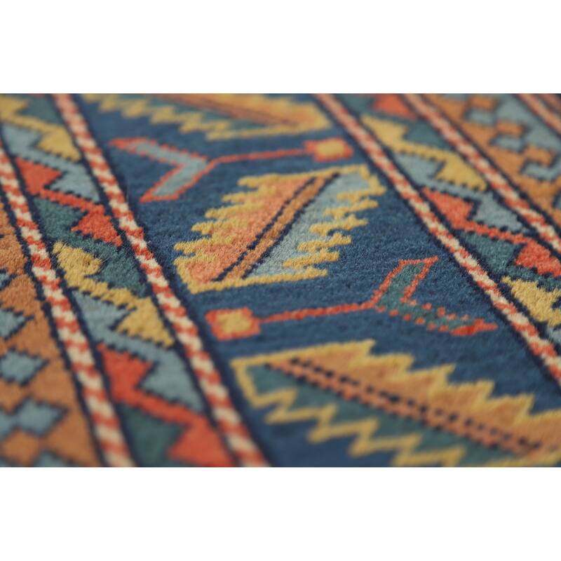 Hand Knotted Oriental 100% Wool Carpet Traditional Tribal Oranges & Rust Kazak Area Rug - 6' 9'' X 4' 11''
