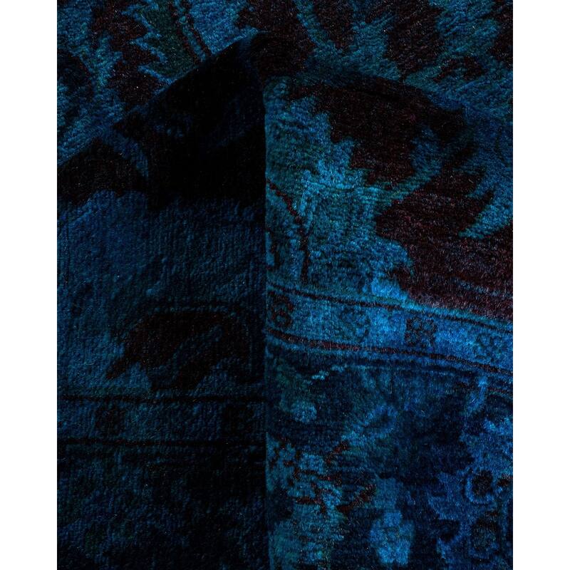 Overton Hand Knotted Wool Vintage Inspired Modern Contemporary Overdyed Blue Area Rug - 3' 1" x 5' 0"