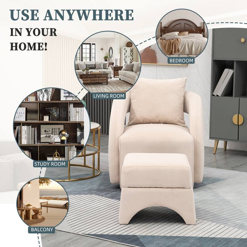 Mid Century Modern Barrel Chair Upholstered Club Tub Round Arms Chair for Living Room