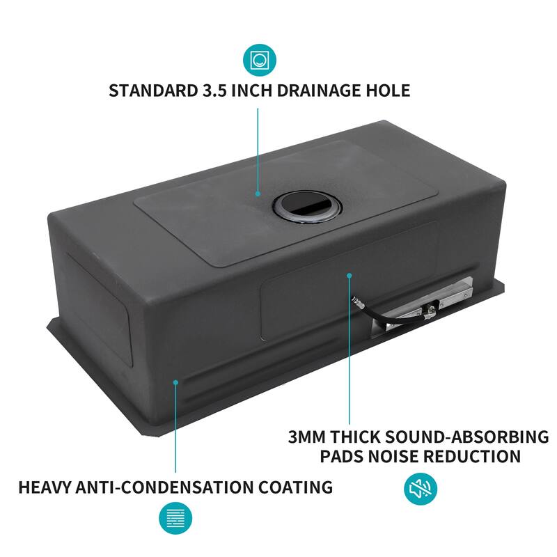 33" Undermount 16 Gauge Single Bowl Stainless Steel Kitchen Sink - 33'' x 16.72'' x 10''