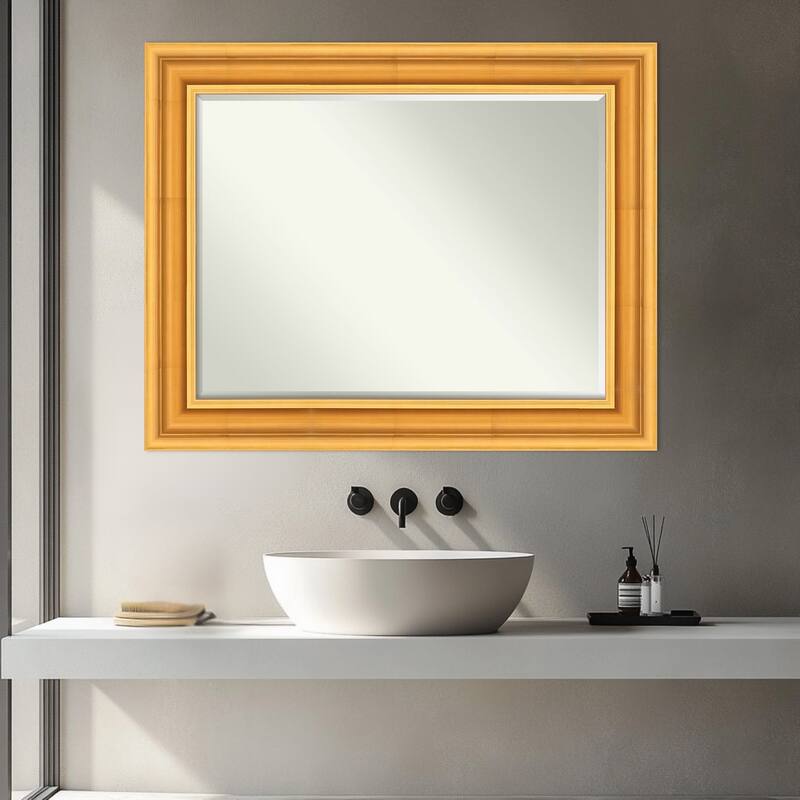 Sierra Half-Inch-Bevel Wood Framed Bathroom Vanity Wall Mirror