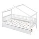 preview thumbnail 7 of 47, Wooden Twin Size House Bed with Roof, Guardrail and Drawers