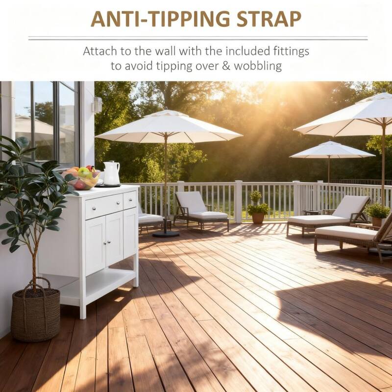 47" Sideboard Coffee Bar Cabinet with Storage, Accent Kitchen Storage Cabinet with Open Shelves for Living Room, Dining Room