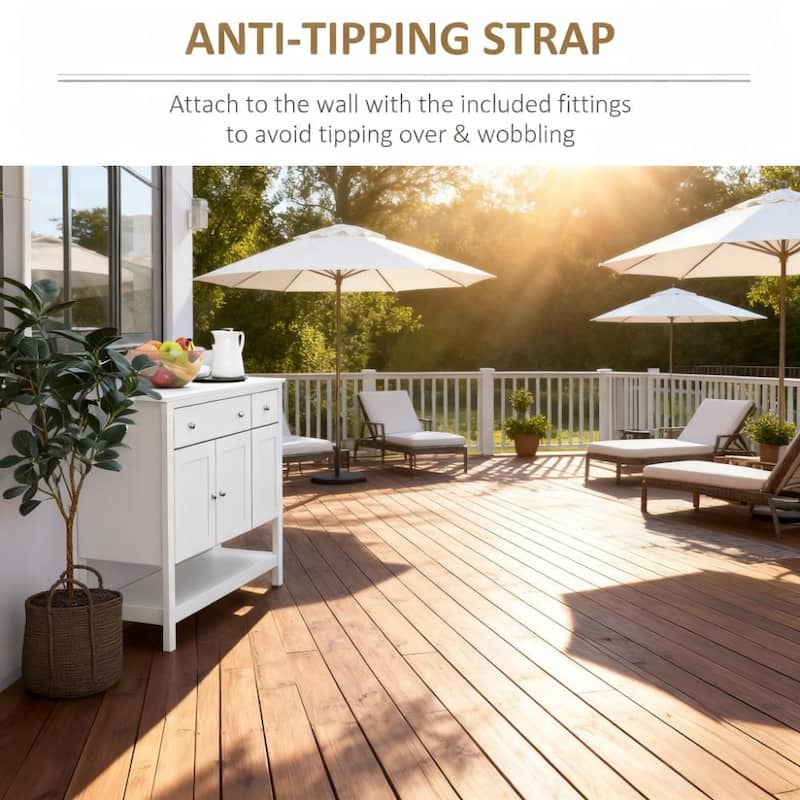 Sideboard 47" Coffee Bar Cabinet Accent Kitchen Cabinet for Living Room, White