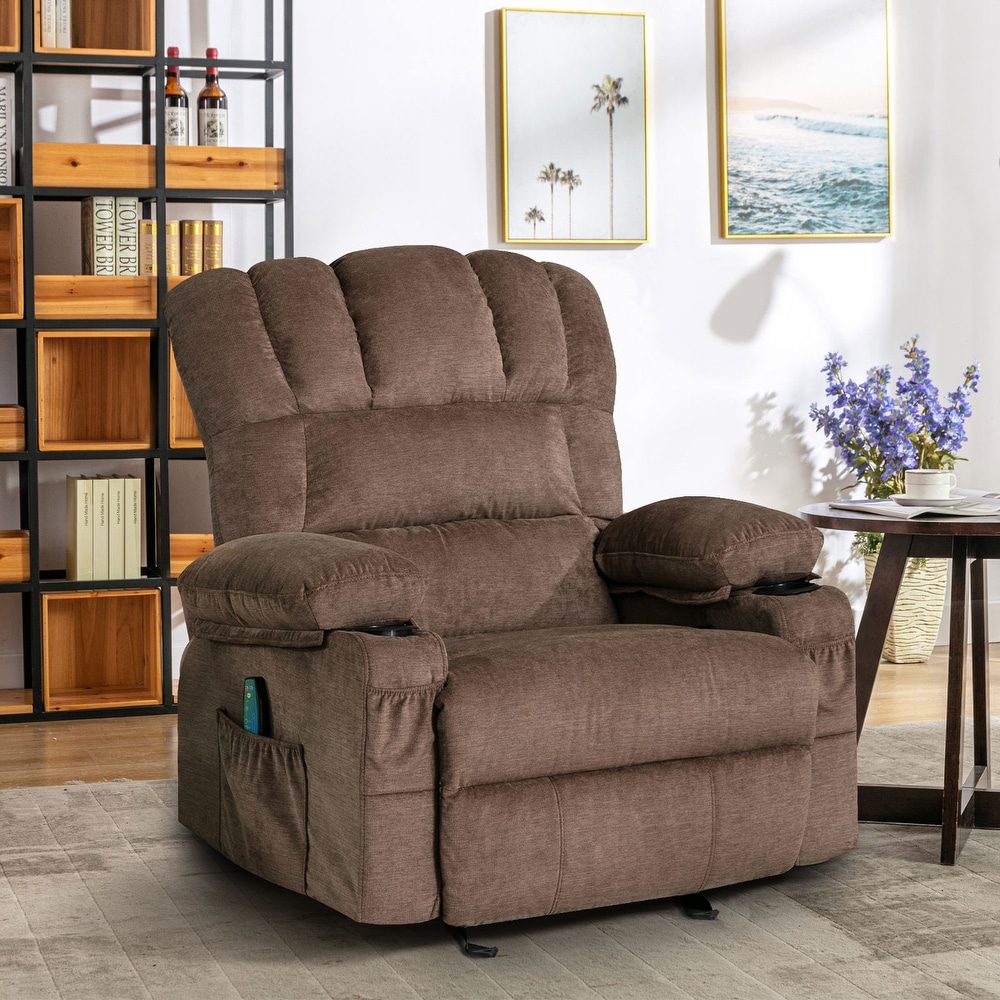  Massage rocking chair wooden,Rocking Massage Chair and  Recliner,Hip vibration and back rolling massage,Lounge Chair with  Adjustable Footrest,large capacity storage bag,High-end living room  recliner,Br : Home & Kitchen