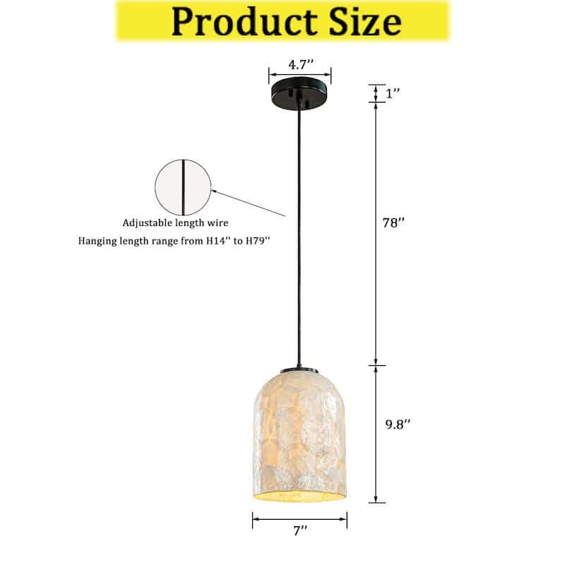 CraftHome Modern Farmhouse Natural Capiz Seashell Pendant Light Coastal Cylinder Hanging Light For Kitchen and Dining Room