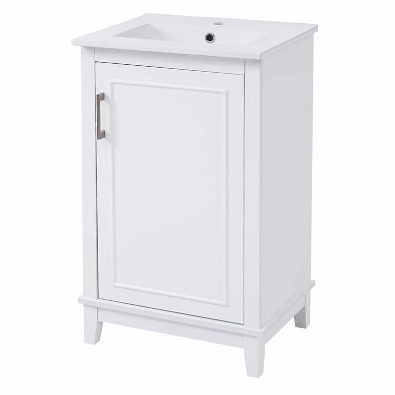 Modern 20-Inch Small Bathroom Vanity Cabinet with Ceramic Basin