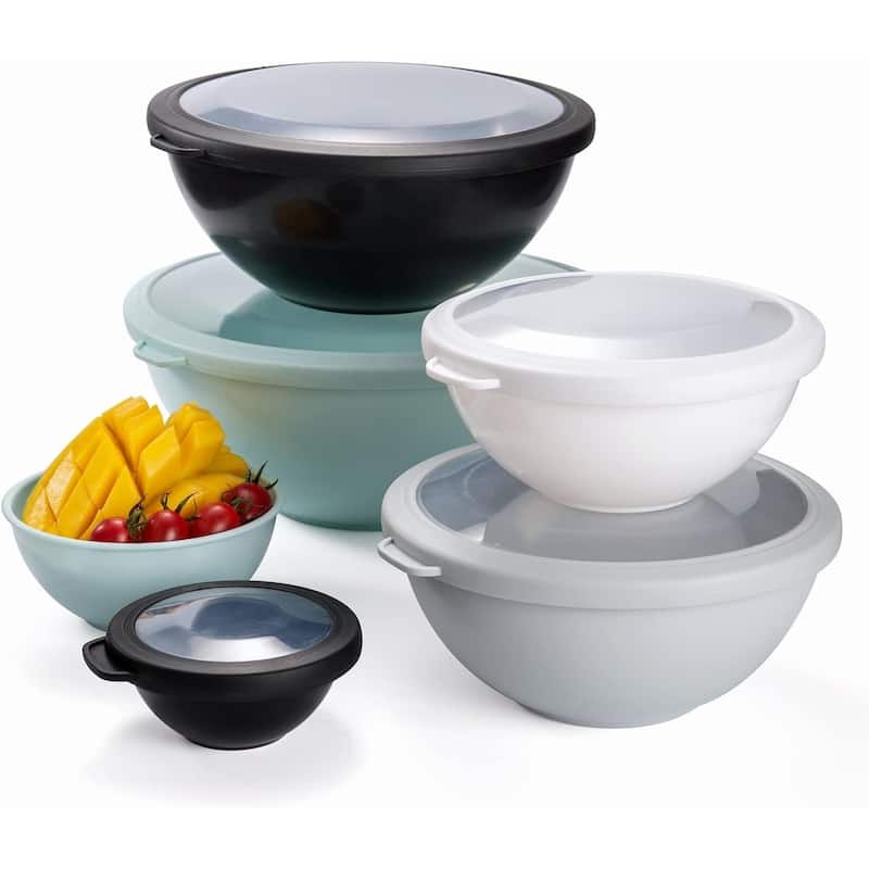 COOK WITH COLOR - 12 Piece Plastic Nesting Bowls - 6 Prep Bowls and 6 Lids, Microwave Safe.