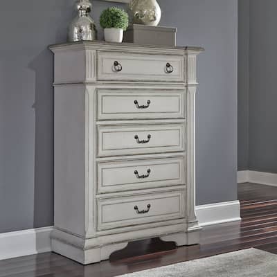 The Gray Barn Abbey Park Weathered Brown & Antique White 5 Drawer Chest