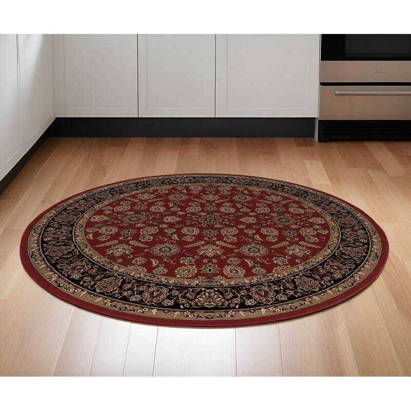HomeRootsOriental Traditional Runner Area Rug - 70.87' X '70.87' X '0.43 - Black/Red