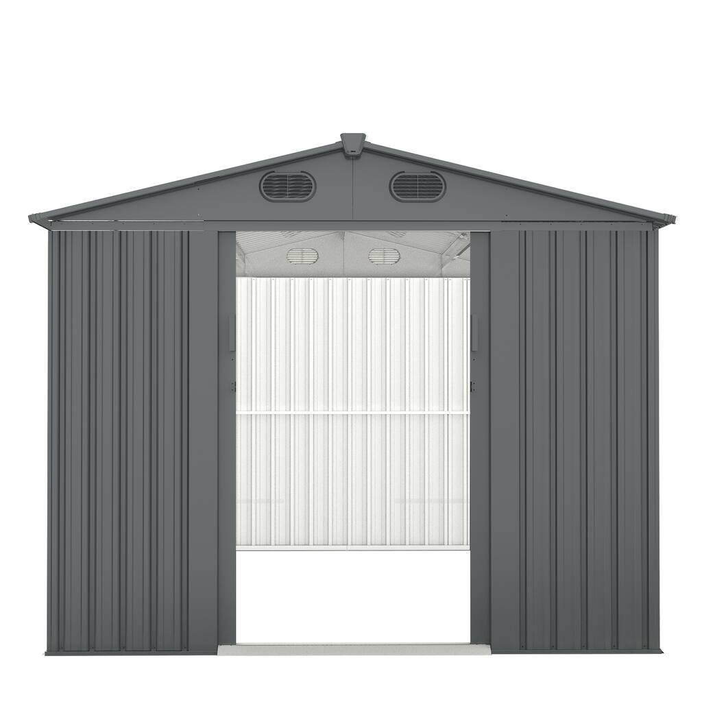 Outdoor Storage Shed,Galvanized Steel Garden Shed/Vents & Sliding Door - 8' X 12'