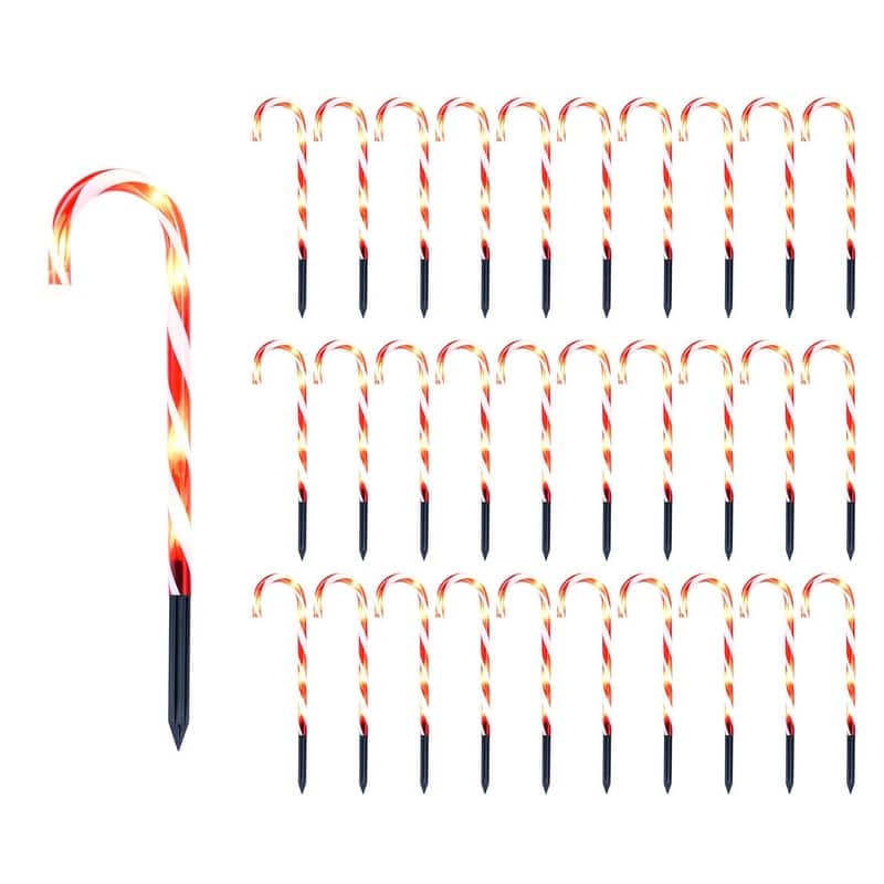 12Pcs Christmas Candy Cane Pathway, 12" - White and Red