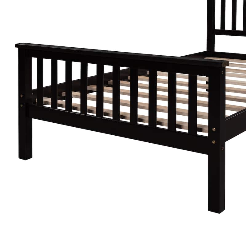 Twin Size Solid Wood Platform Bed with Headboard & Footboard