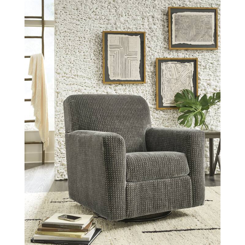 Signature Design by Ashley Herstow Swivel Glider Accent Chair - 35"W x 38"D x 37"H - Charcoal