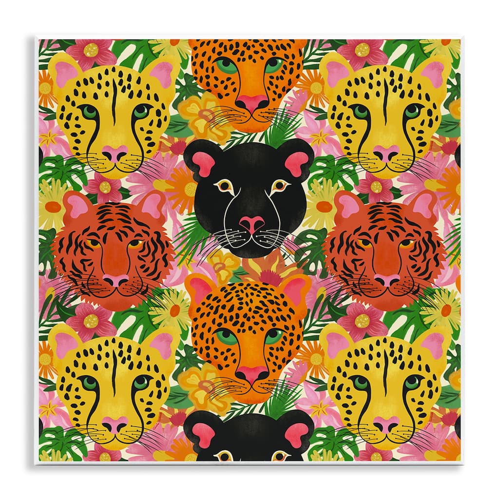 Stupell Jungle Cats Wildlife Pattern Wall Plaque Art Design By Carrie Cantwell
