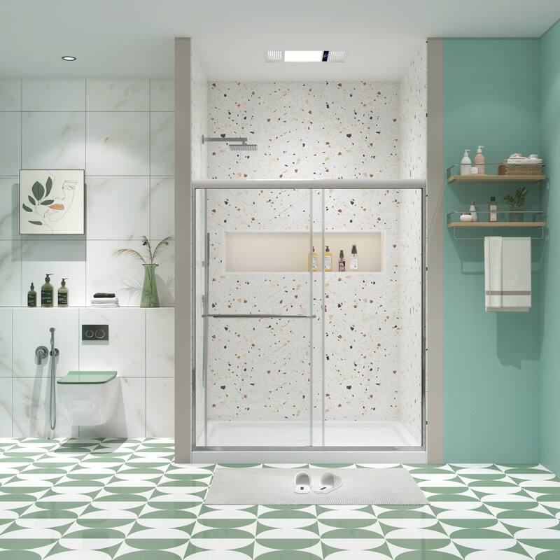 Framed Double Sliding Shower Doors with Stainless Steel Handle