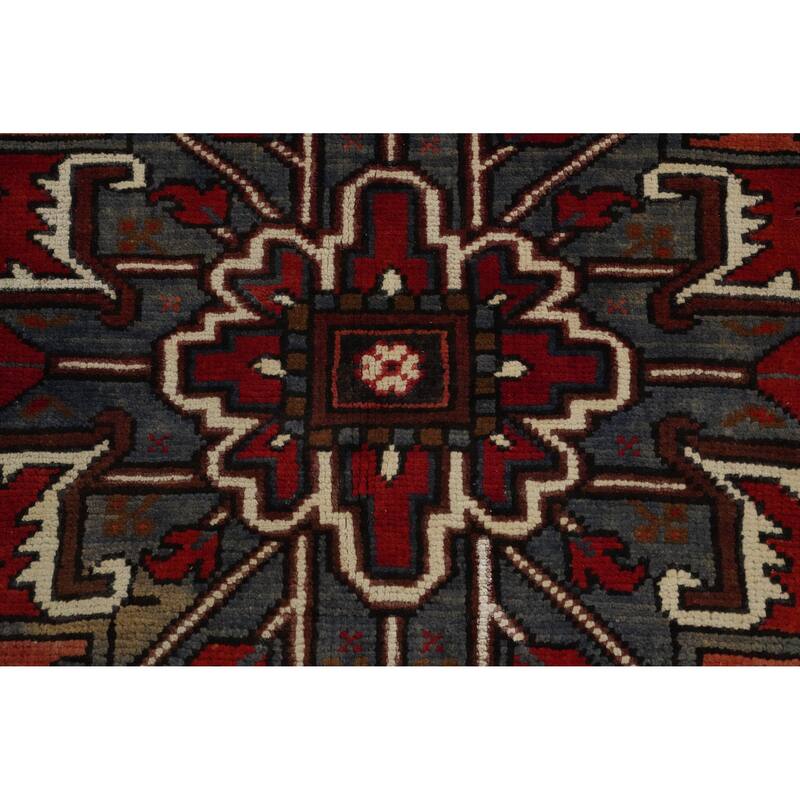 Hand Knotted Oriental 100% Wool Carpet Traditional Medallion Red Heriz Area Rug - 10' 9'' X 7' 11''