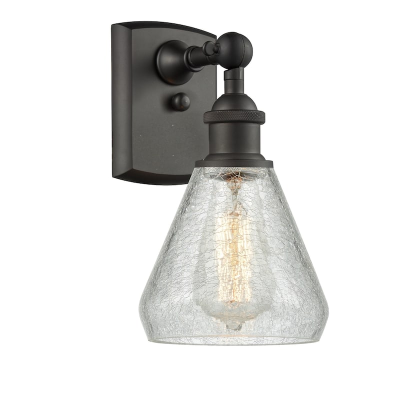 Innovations Lighting Conesus 12" Tall Bathroom Sconce - Oil Rubbed Bronze / Clear Crackle