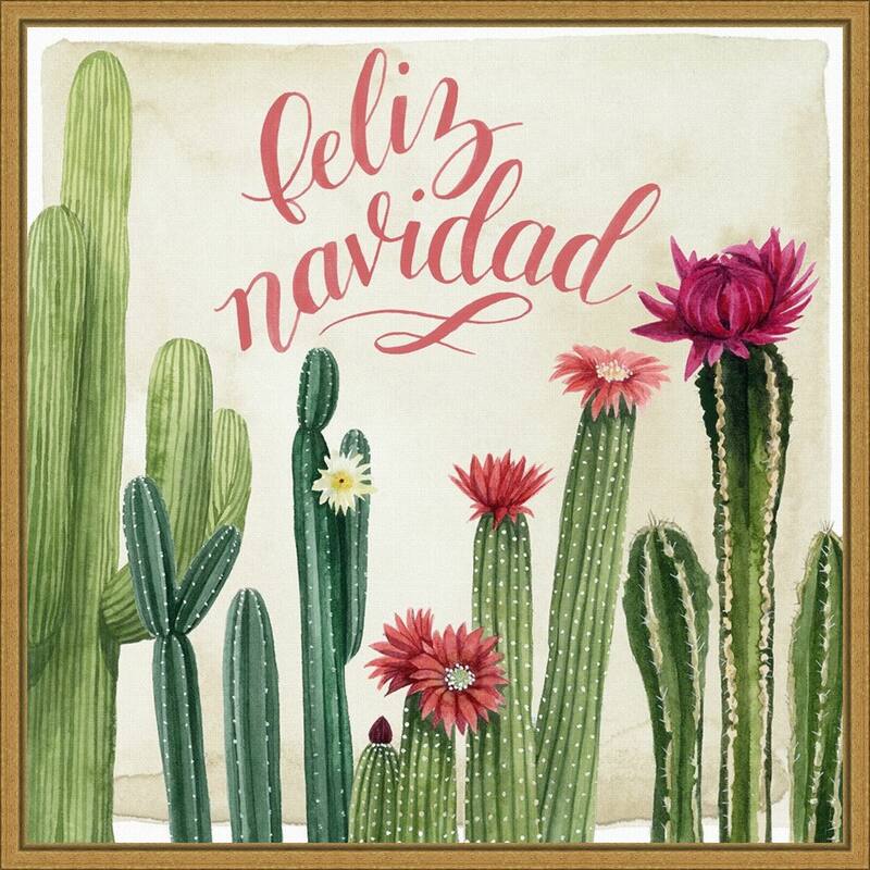 Christmas Cactus I Feliz Navidad by Grace Popp Framed Canvas Art