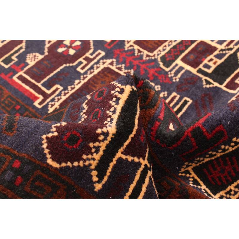 ECARPETGALLERY Hand-knotted Teimani Dark Blue Wool Rug - 2'8 x 4'6