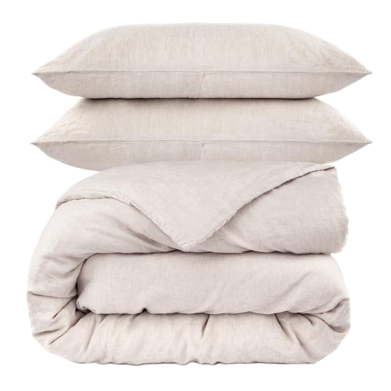 100% French Linen Duvet Cover & Sham Set by BOKSER HOME
