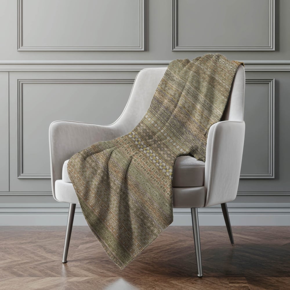 Premium Machine Washable Boho Stripes Sherpa Throw Blanket