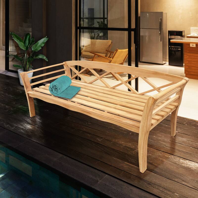 Seven Seas Teak Montana Teak Wood Outdoor Patio Bench, 6 Foot
