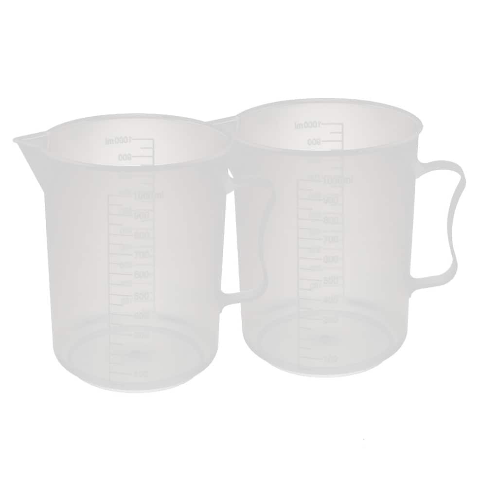 Kitchen Lab 1000mL Plastic Measuring Cup Jug Pour Spout Container 2pcs - Clear