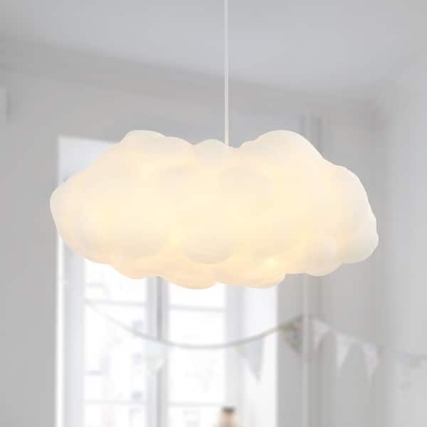 Homer 23" 2-Light Modern Contemporary Silk LED Cloud Pendant, White by JONATHAN Y