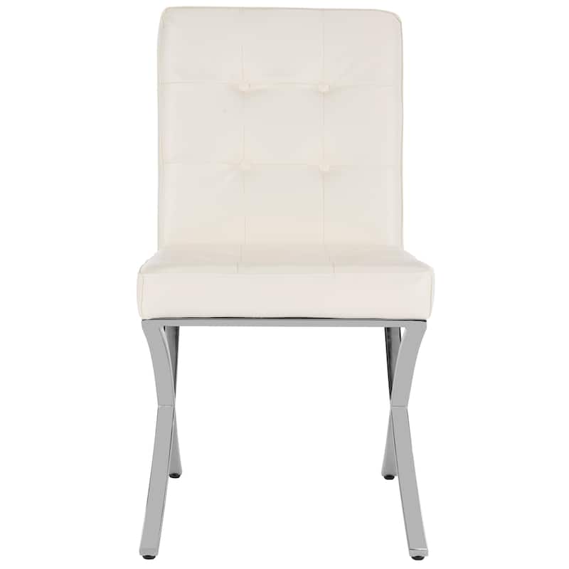 SAFAVIEH Merrilee Glam Black Chrome Tufted Side Chair - 19Wx23Dx35H