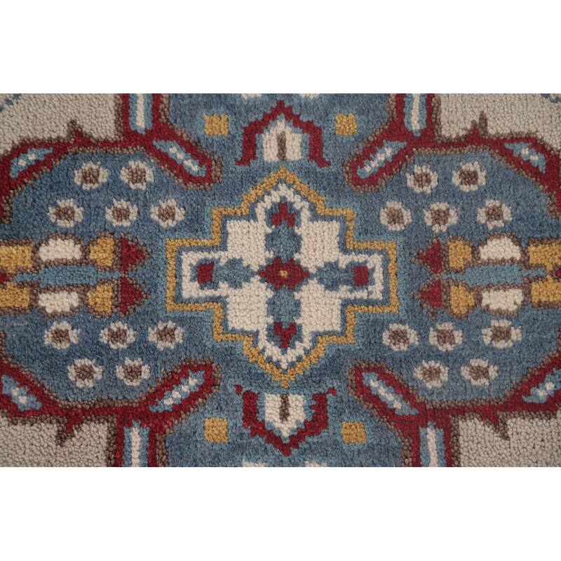 Gray Geometric Kazak Oriental Accent Rug Handmade Wool Carpet - 2'7"x 5'11"