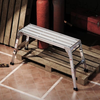 Aluminum Work Platform: Large Size Step Stool Folding Portable Work Bench