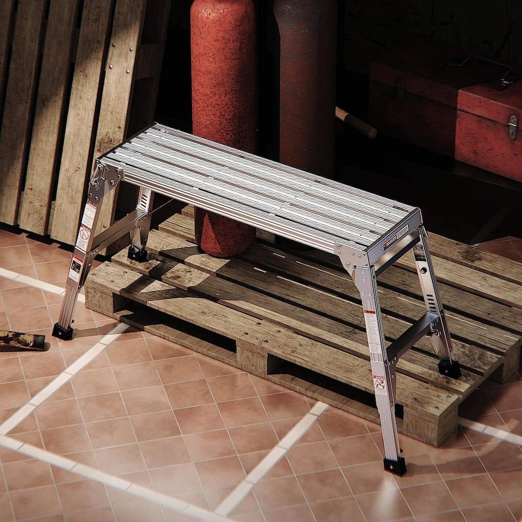 Aluminum Work Platform: Large Size Step Stool Folding Portable Work Bench