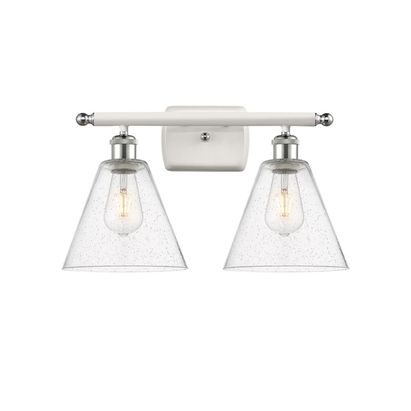 Innovations Lighting 516-2W-11-18 Berkshire Vanity Berkshire 2 Light - White and Polished Chrome / Seedy