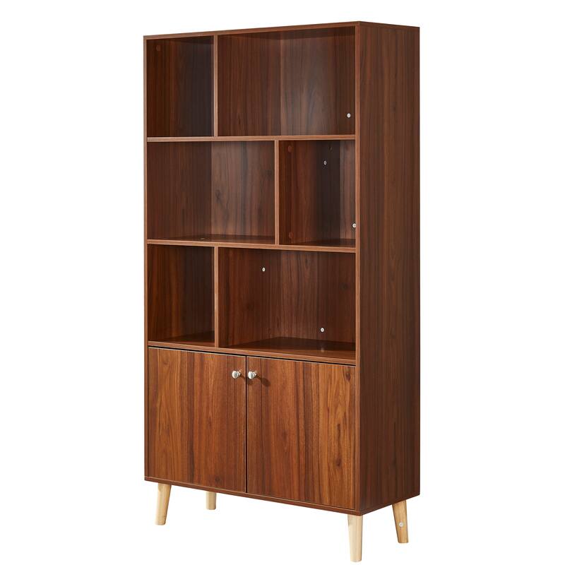 67" Bookshelf with Shelves, Cabinet