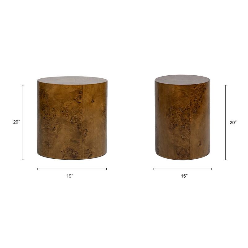 Nebula 20" Burl Wood Accent Oval Pillar Side Table
