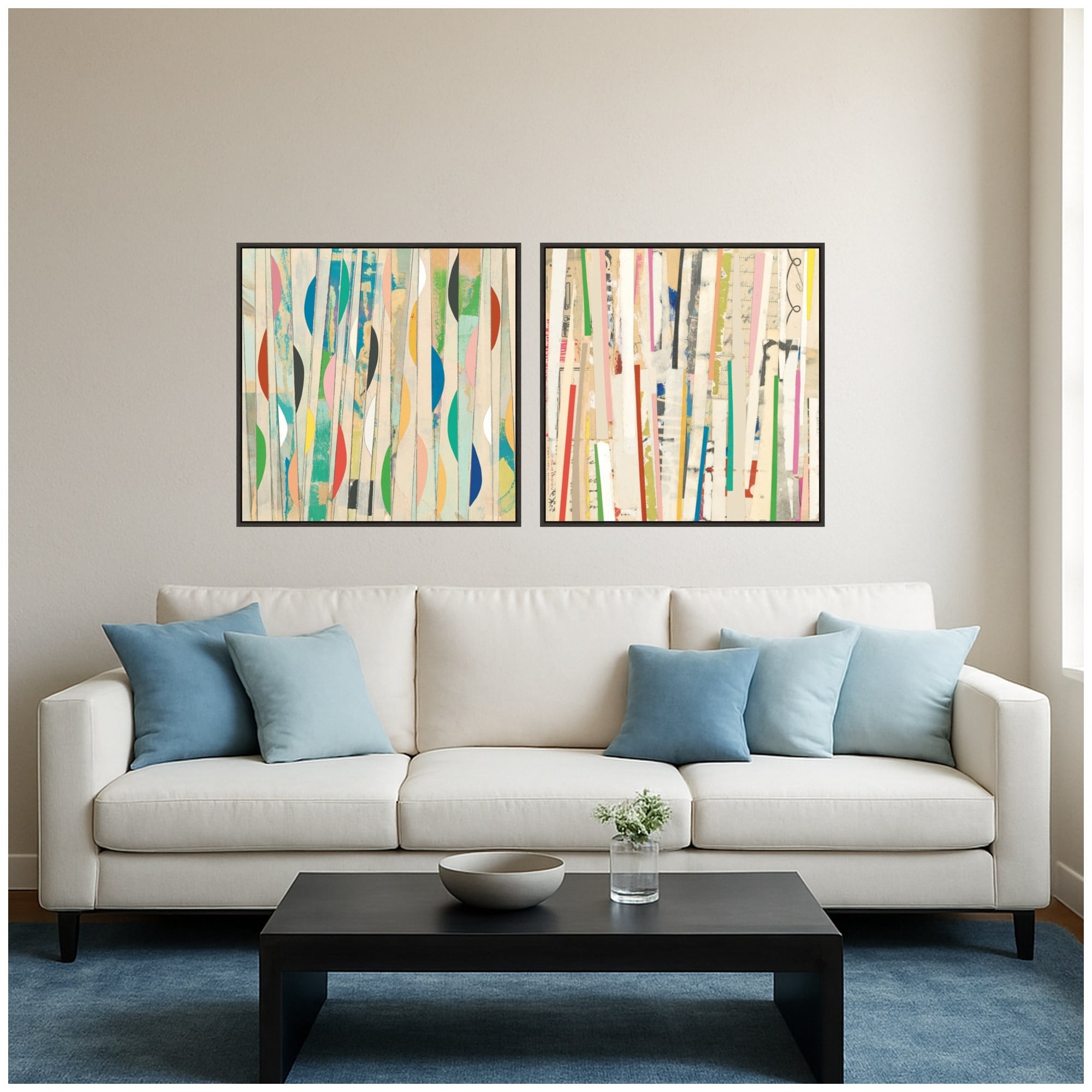Kate and Laurel Geometric Abstract 2 & 3 2 Piece Framed Canvas Wall Art Set by Felicia Dadak