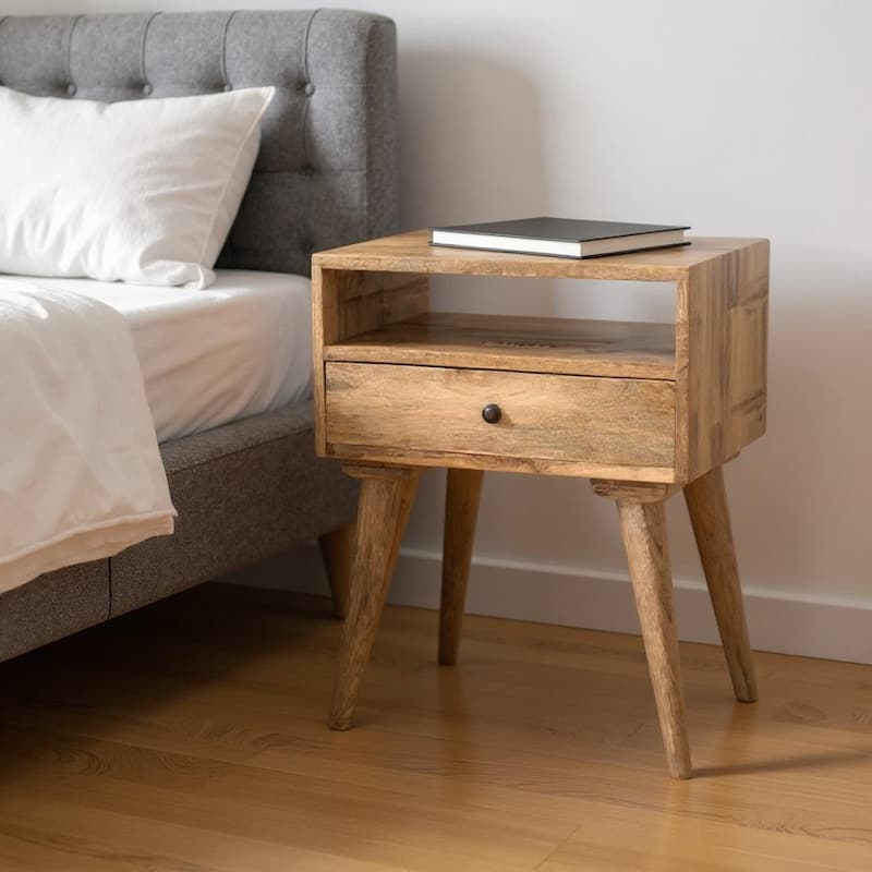 HomeRoots 23" Natural Solid Wood One Drawer Nightstand - Natural - 1-drawer
