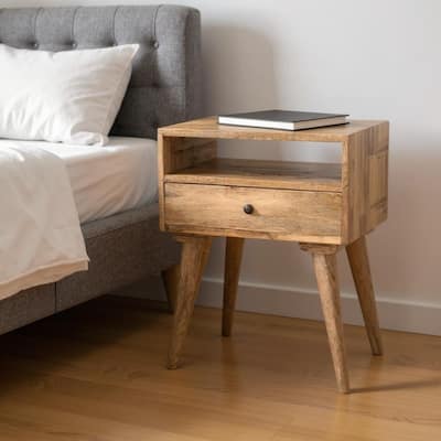 HomeRoots 23" Natural Solid Wood One Drawer Nightstand