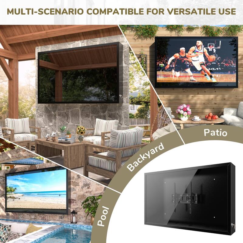 VEIKOUS 43" Outdoor TV Enclosure Weatherproof, Full Motion TV Bracket, All-Weather Protection