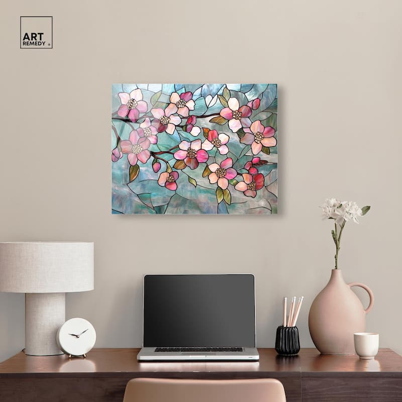 Shimmering Spring Blossoms I Acrylic by Art Remedy, Ready to Hang